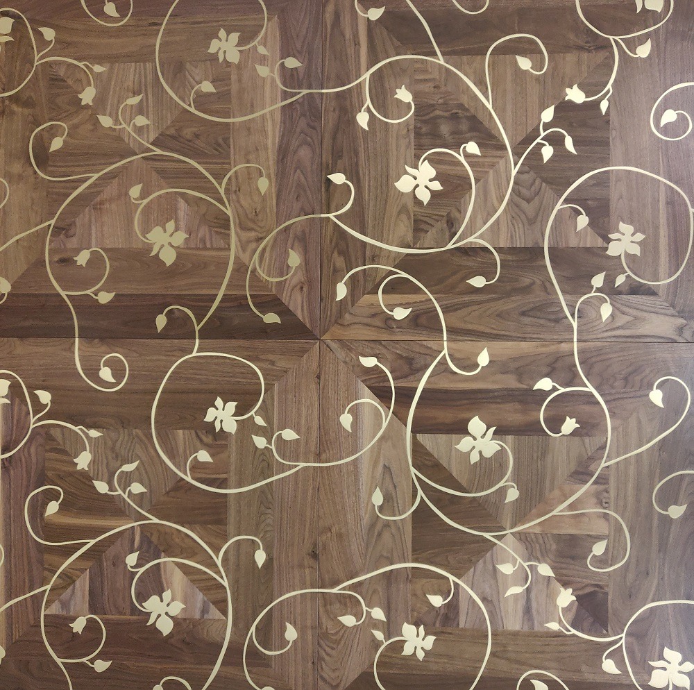 Parquet with stone and metal